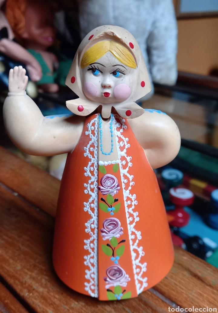 Vintage: Figura decorativa vintage matrioska danzante sovi&eacute;tica p&eacute;ndulo roly-poly