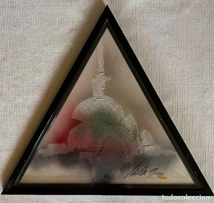 Vintage: Lote de 3 Cuadros triangulares 1 grande de 73cm, 2 peque&ntilde;os 56 cm.