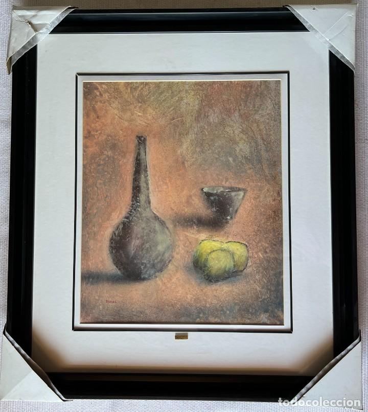 Vintage: Lote de 2 cuadros Marcos en negro 88x78 con paspart&uacute; blanco laminas de bodegones (57x49)