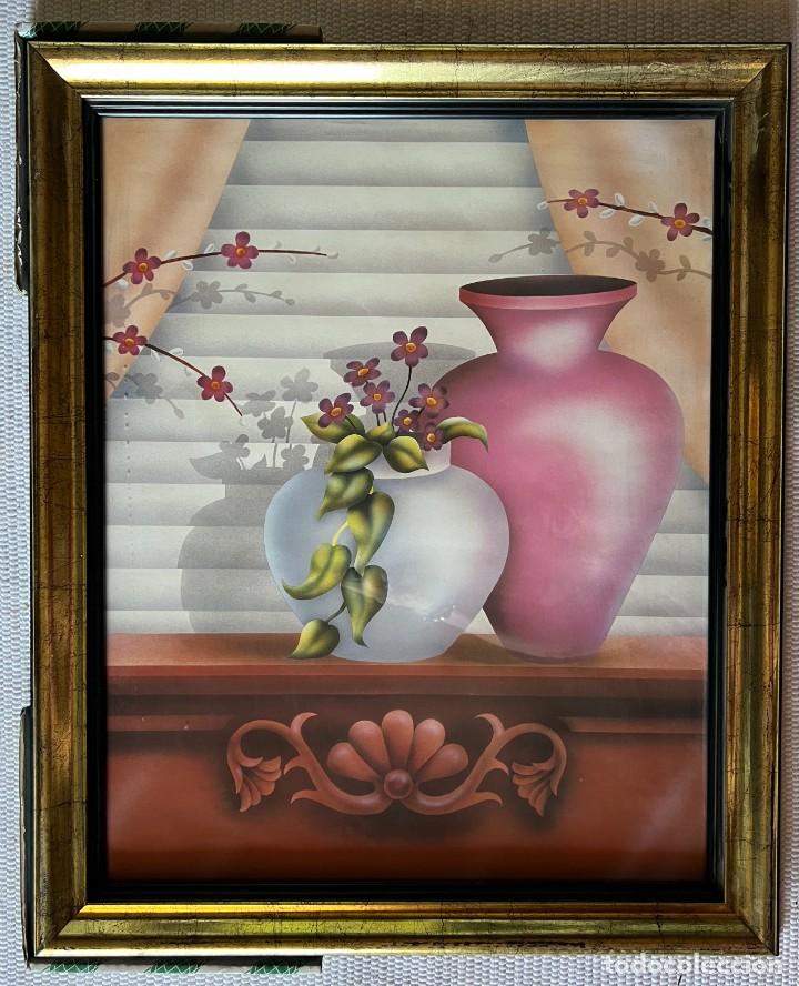 Vintage: Marco dorado 56x46 Motivo jarrones con flores