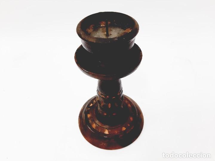 Vintage: Portavelas de madera antiguo - Foto 2