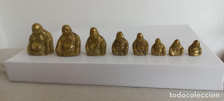Vintage: 8 figuras de Buda feliz, de bronce. - Foto 2
