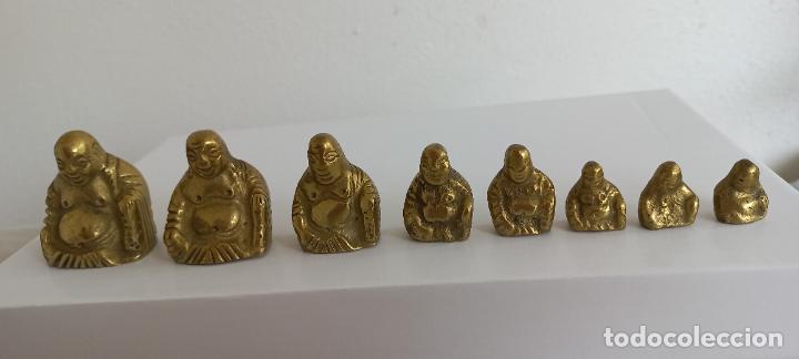 Vintage: 8 figuras de Buda feliz, de bronce. - Foto 3