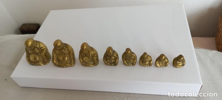 Vintage: 8 figuras de Buda feliz, de bronce. - Foto 4