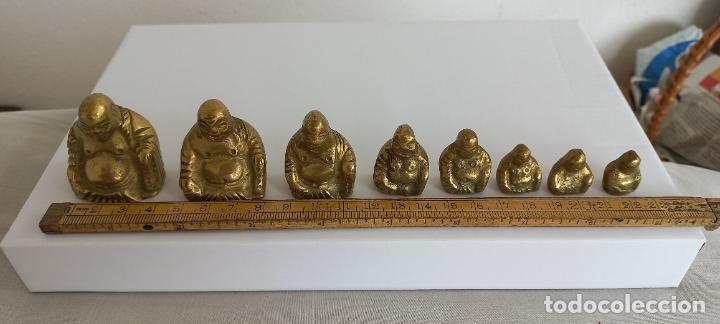 Vintage: 8 figuras de Buda feliz, de bronce. - Foto 5