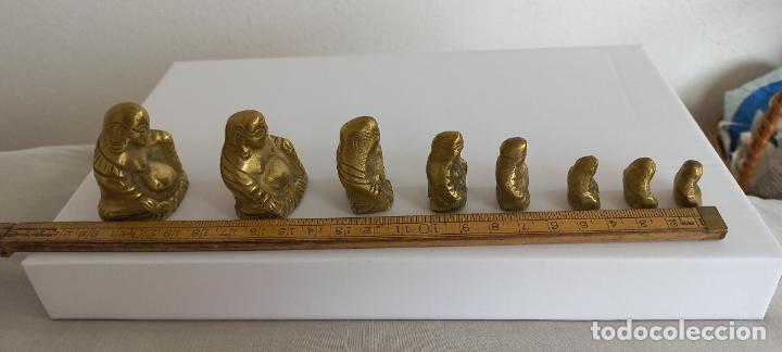 Vintage: 8 figuras de Buda feliz, de bronce. - Foto 7