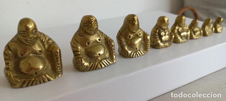 Vintage: 8 figuras de Buda feliz, de bronce.