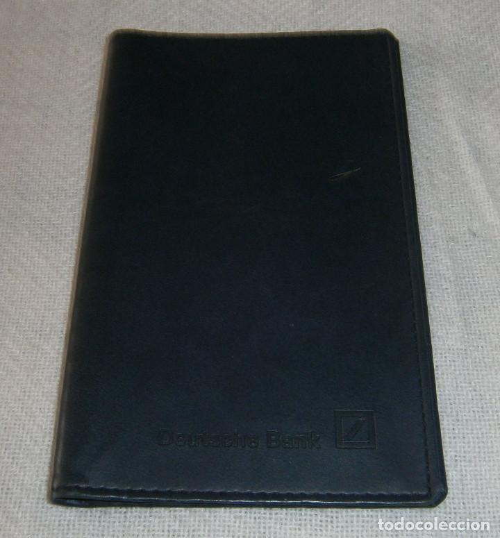 Vintage: funda semipiel para agenda del deutsche bank compartimientos para tarjeta