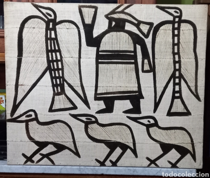 Vintage: Arte etnico tapiz de barro africano vintage senufo korhogo costa de marfil circa 1950