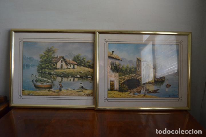 Vintage: Pareja de cuadros costeros