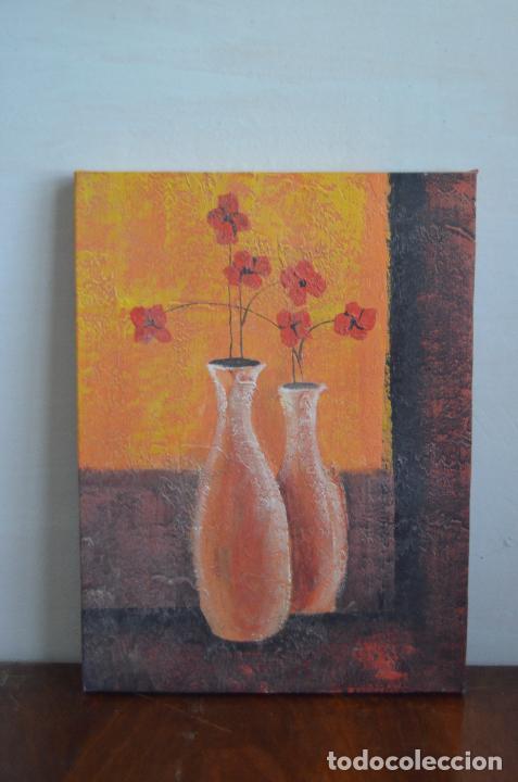 Vintage: Lienzo jarr&oacute;n con flores