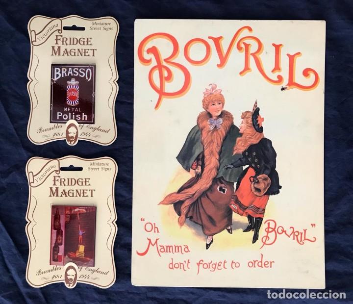 Vintage: ORIGINAL PLACA DE METAL + 2 IMANES NEVERA. LOTE N&ordm;6. ANUNCIOS VINTAGE. A ESTRENAR