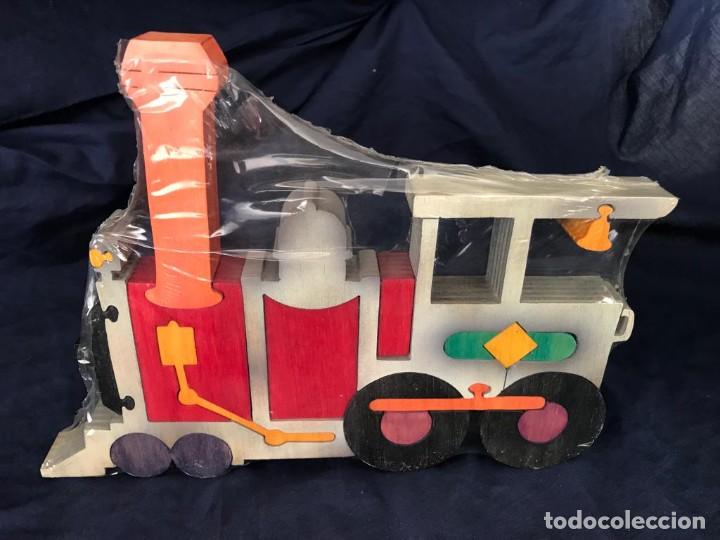 Vintage: LOCOMOTORA. PUZZLE 3D MADERA GRANDE EN COLORES. A ESTRENAR