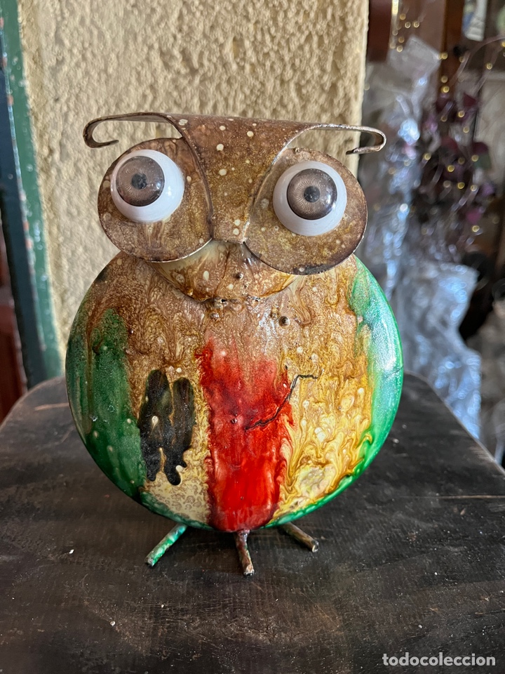 Vintage: I Buho esmaltado de chapa, candelabro.