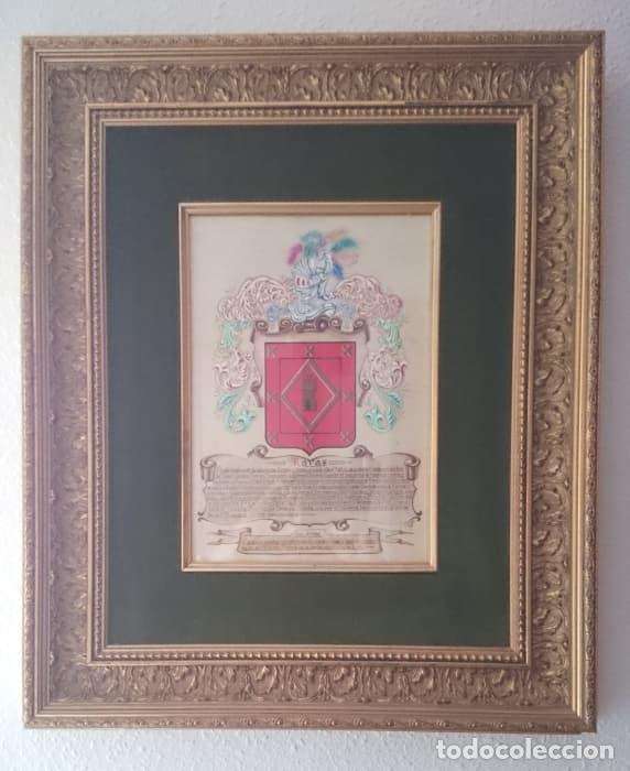 Vintage: Cuadro escudo her&aacute;ldico o de armas apellido NAVAS. 1987