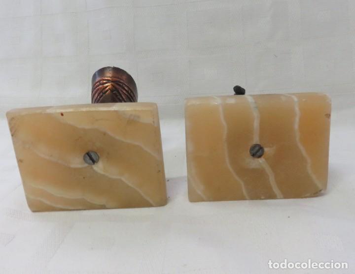 Vintage: 2 BUSTOS EGIPCIOS DE COLOR BRONCE Y BASE DE MARMOL. - Foto 4