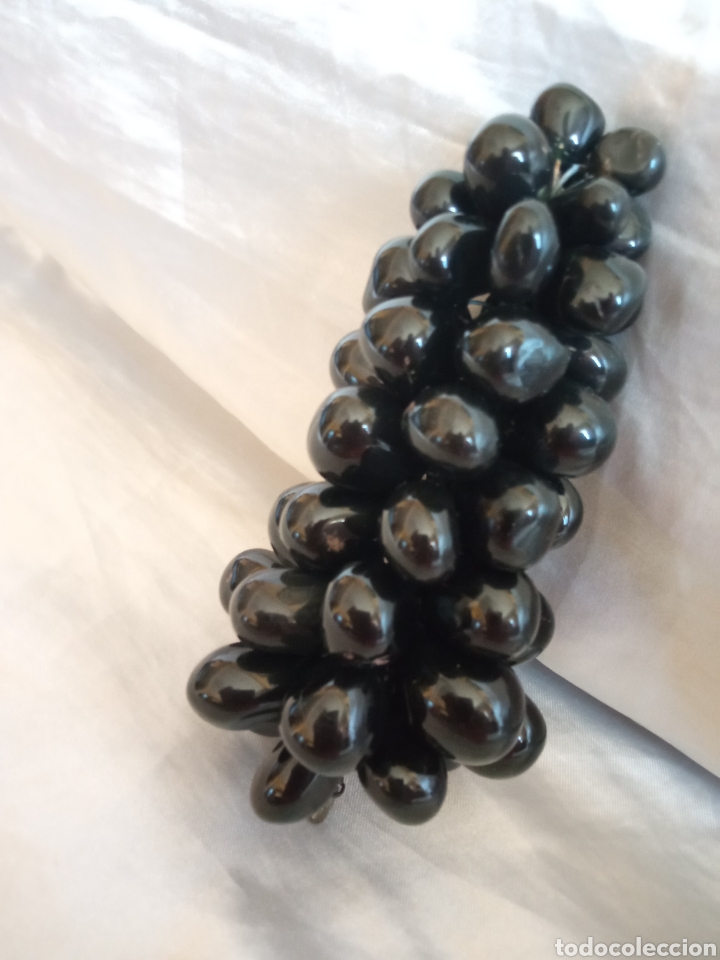 Vintage: Racimo de uvas en piedra onix negro. - Foto 5