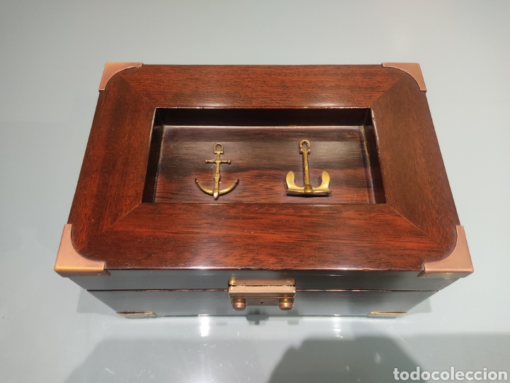 Vintage: Caja de teca con decoraci&oacute;n marinera - Foto 1