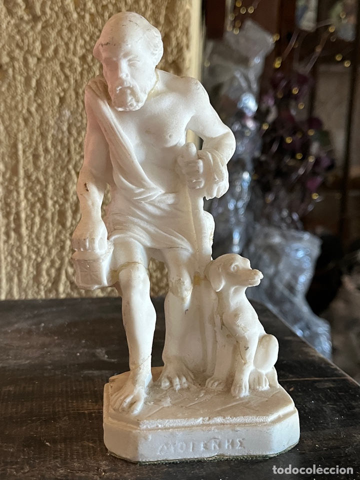 Vintage: Figura de anciano con bast&oacute;n y perro. - Foto 1