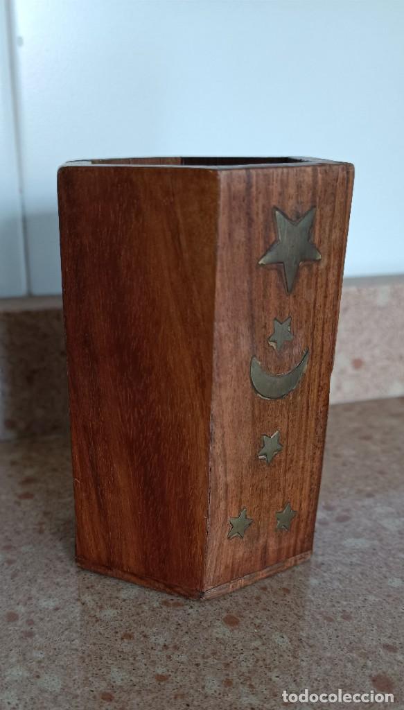 Vintage: PORTA OBJETOS MADERA Y LATON - Foto 2