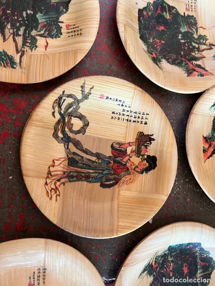 Vintage: Juego de posavasos orientales de madera - Foto 2