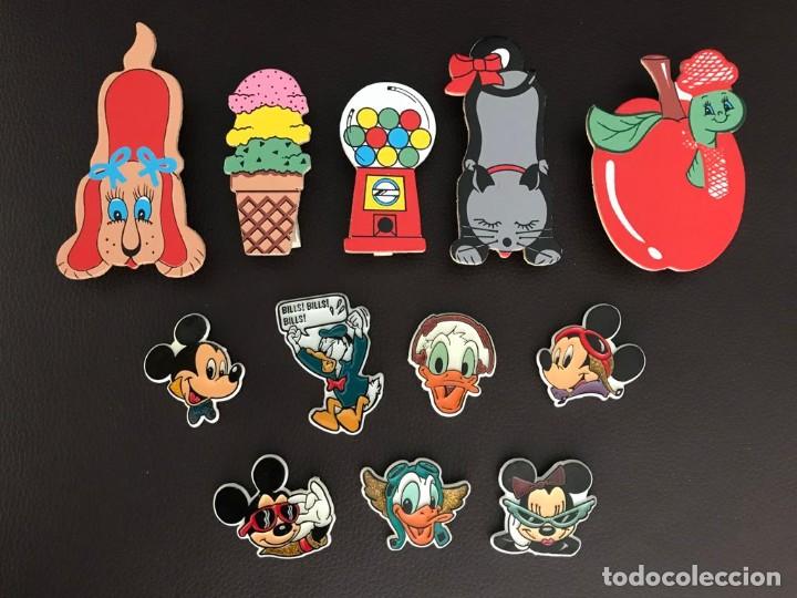 Vintage: GRUPO DE 31 ORIGINALES IMANES EN MADERA CON PINZA Y EN RESINA DE DISNEY. VINTAGE. A ESTRENAR