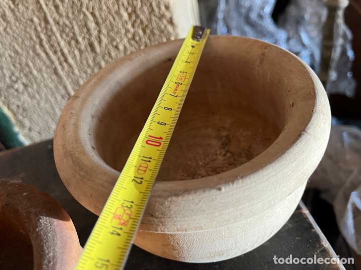 Vintage: Pareja de cuencos o morteros de madera. - Foto 4