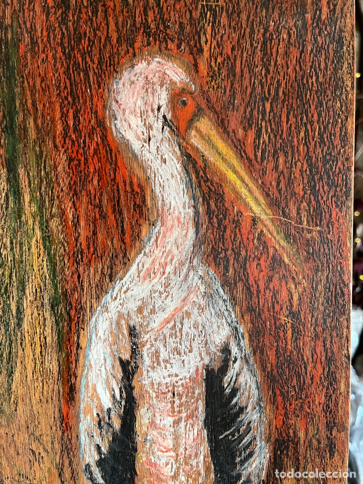 Vintage: CIG&Uuml;E&Ntilde;A. Tabla de madera pintada. - Foto 2