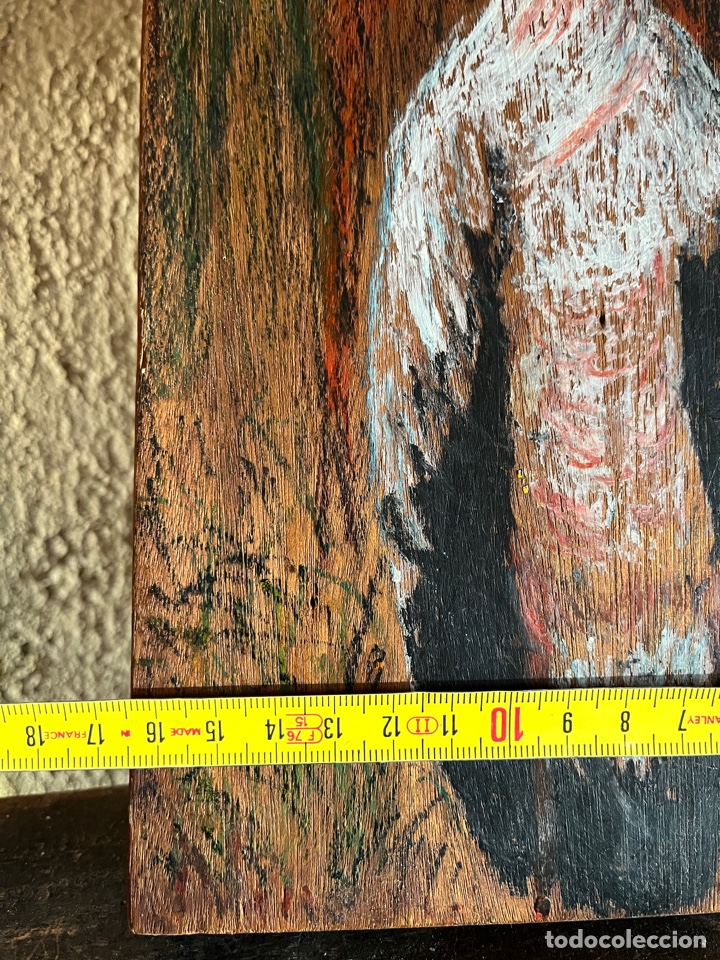 Vintage: CIG&Uuml;E&Ntilde;A. Tabla de madera pintada. - Foto 5