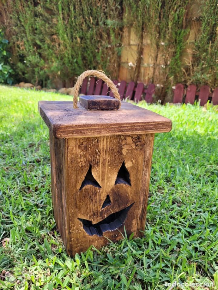 Vintage: Calabaza de madera para Halloween - Foto 1