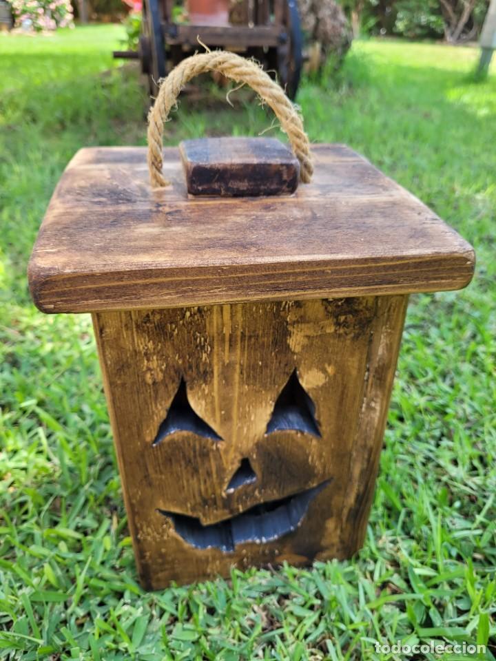 Vintage: Calabaza de madera para Halloween - Foto 2
