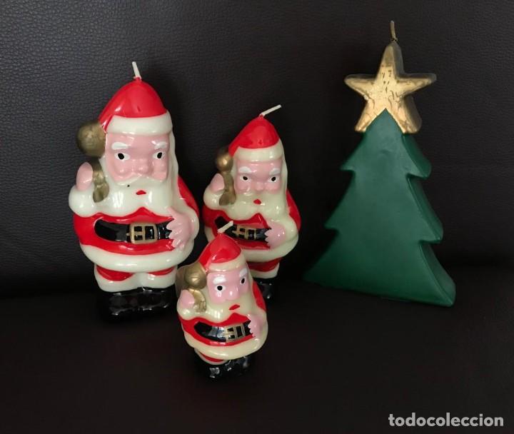 Vintage: GRUPO DE 4 PRECIOSAS VELAS DECORATIVAS NAVIDAD. 3 NOEL Y ABETO CON ESTRELLA. LOTE 1. NUEVAS