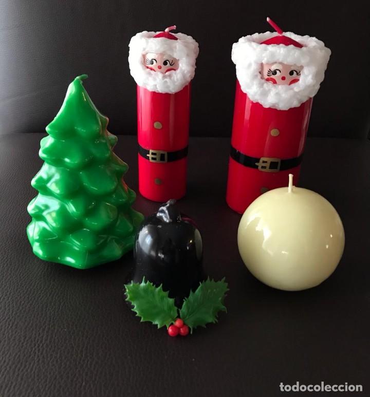 Vintage: GRUPO DE 5 PRECIOSAS VELAS DECORATIVAS NAVIDAD. 2 NOEL, ABETO, CAMPANA Y ESFERA. LOTE 4. NUEVAS