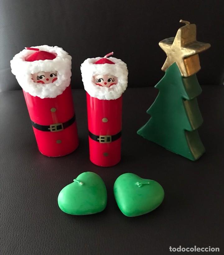 Vintage: GRUPO DE 5 PRECIOSAS VELAS DECORATIVAS NAVIDAD. 2 NOEL, ABETO ESTRELLA Y 2 CORAZONES. LOTE 5. NUEVAS
