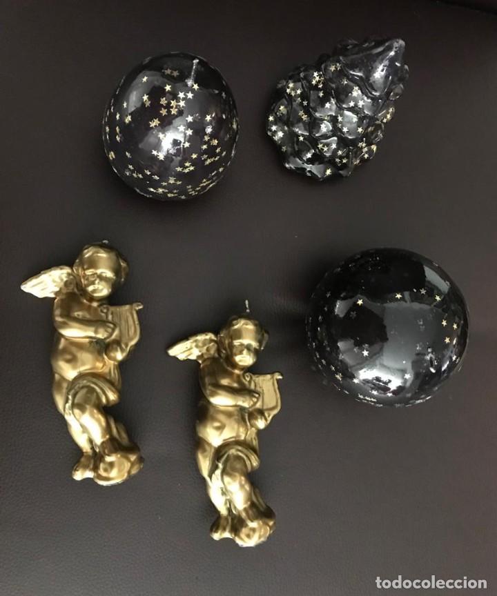 Vintage: GRUPO DE 5 PRECIOSAS VELAS DECORATIVAS NAVIDAD. 2 &Aacute;NGELES, ABETO, ESFERA Y HUEVO. LOTE 8. NUEVAS