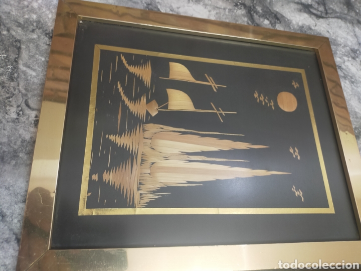 Vintage: Dos cuadros motivos orientales en bamb&uacute; - Foto 5