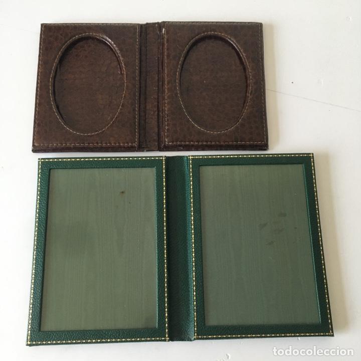 Vintage: 2 marcos portarretratos en piel - formato libro