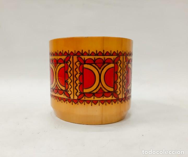 Vintage: Copa Madera Pintada Floral Vintage