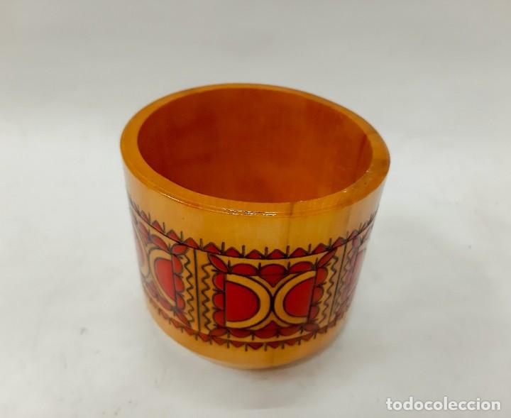 Vintage: Copa Madera Pintada Floral Vintage - Foto 2
