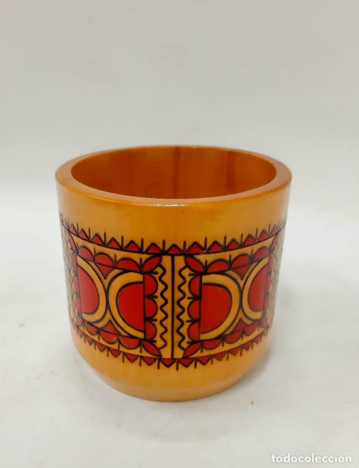 Vintage: Copa Madera Pintada Floral Vintage - Foto 3