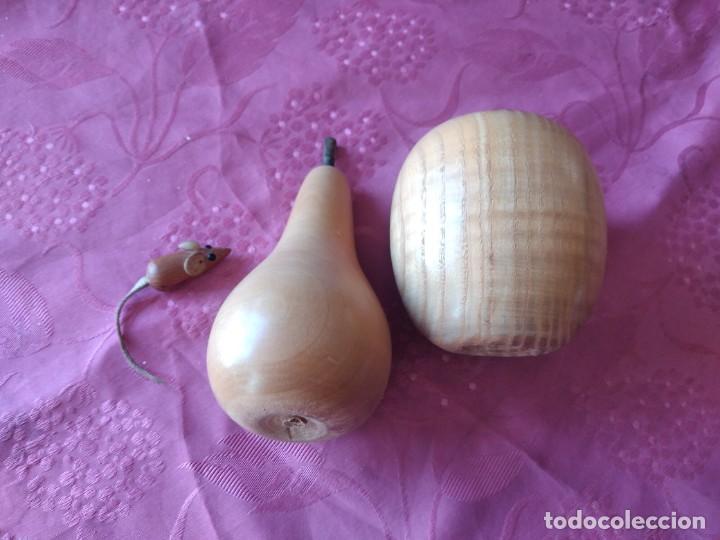 Vintage: Lote de 2 frutas y un rat&oacute;n de madera. - Foto 3