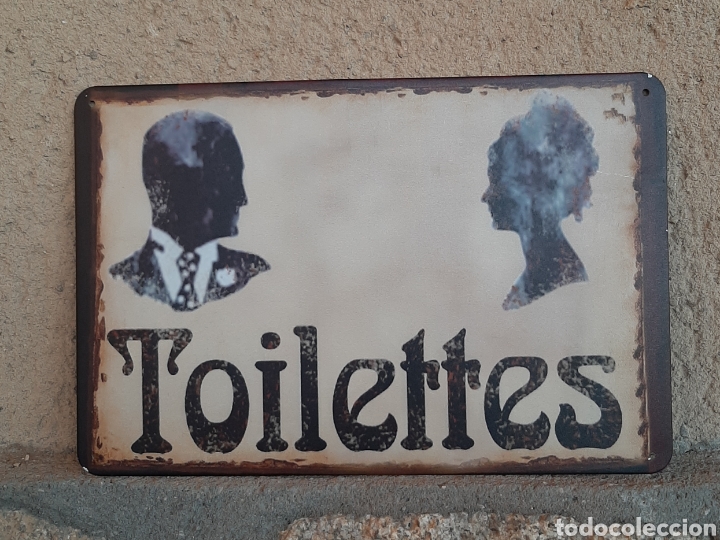 Vintage: Cartel de chapa ba&ntilde;o, toilettes