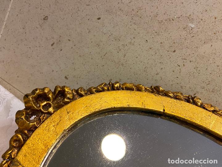 Vintage: 96.- Espejo cornucopia de madera y pan de oro - Foto 4
