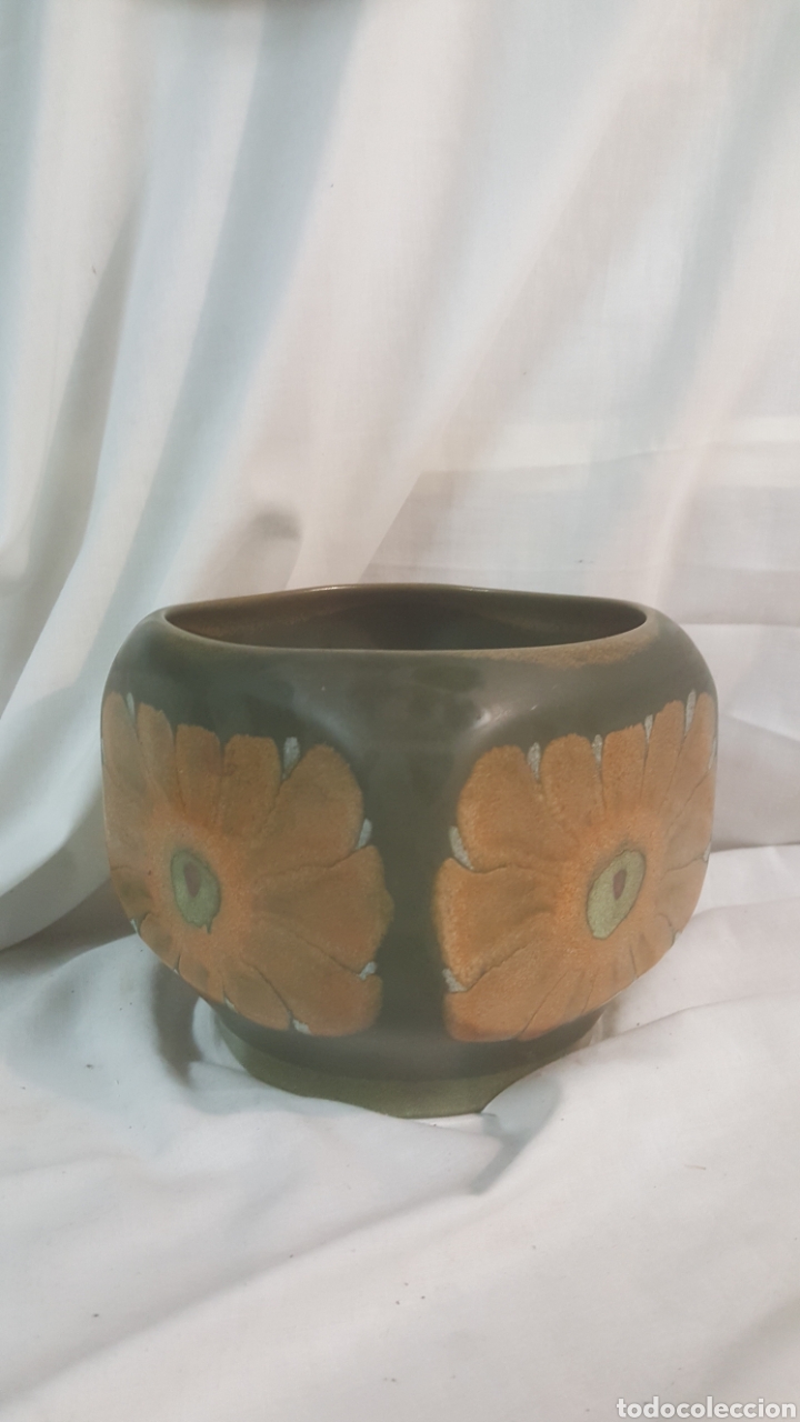 Vintage: BONITO CENTRO DE MESA CON GIRASOLES PINTADO A MANO POR CARMEN, CERAMICAS PORTACELI PORTA CELI