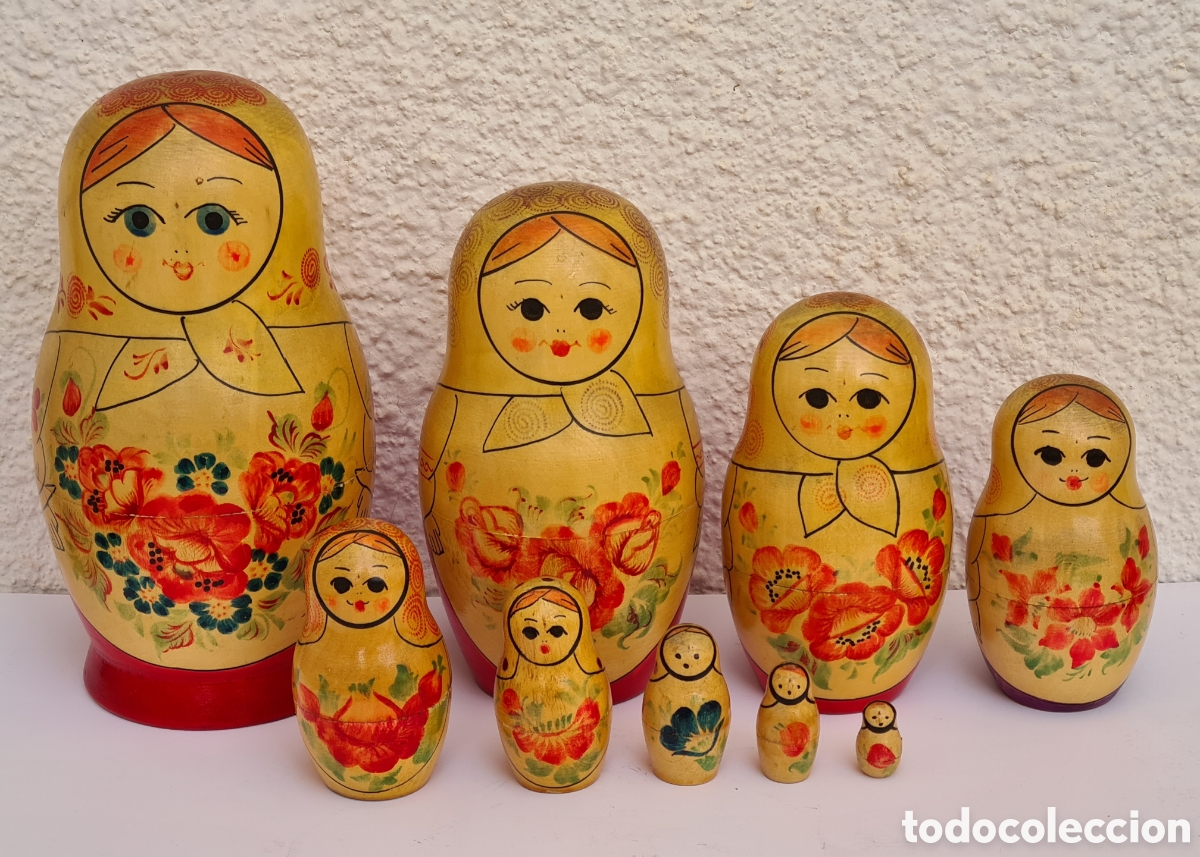 Vintage: Mu&ntilde;eca Rusa Matrioshka de Madera Pintada a mano a&ntilde;o 1985 URSS CCCP Rusia Sovi&eacute;tica Decoraci&oacute;n
