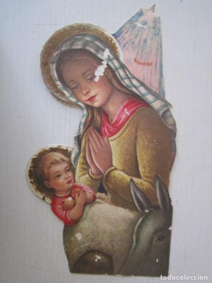 Vintage: (6) CROMO TROQUELADO VIRGEN Y NI&Ntilde;O JESUS 16,5CM.X 9CM.