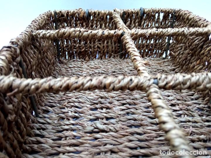 Vintage: Peque&ntilde;a cesta rectangular en rat&aacute;n - Foto 4