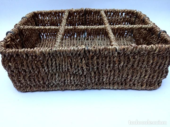 Vintage: Peque&ntilde;a cesta rectangular en rat&aacute;n - Foto 5