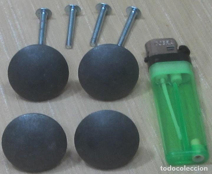 Vintage: 4 Tirador Pomo metal (Calamina o similar) Decoraci&oacute;n Gris. Con tornillo. Finales 90