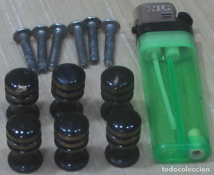 Vintage: 6 Tirador Pomo metal (Calamina o similar) Mini. Con Tornillo. A&ntilde;os 60